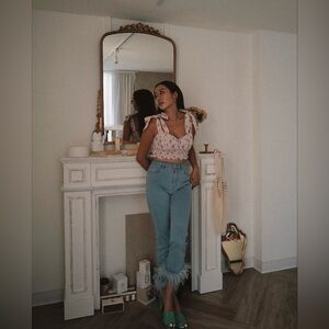 Floral Pink Crop Top with Bow Straps